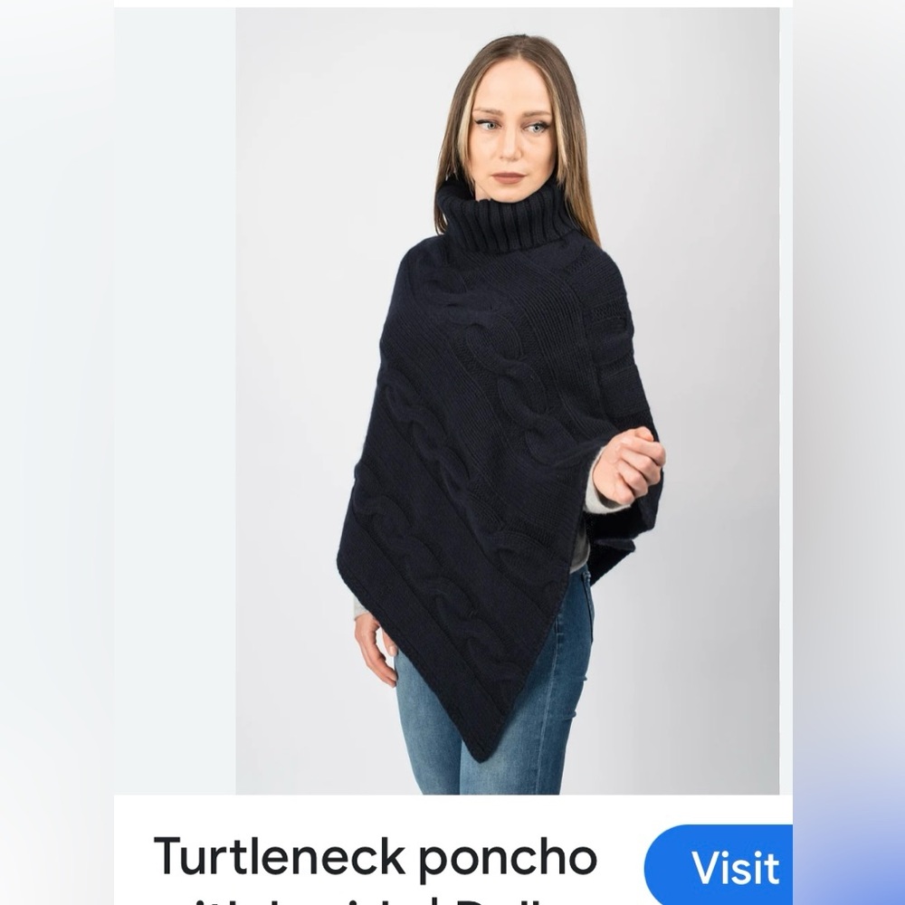 Gray Asymmetrical wool Poncho - Picture 2 of 9